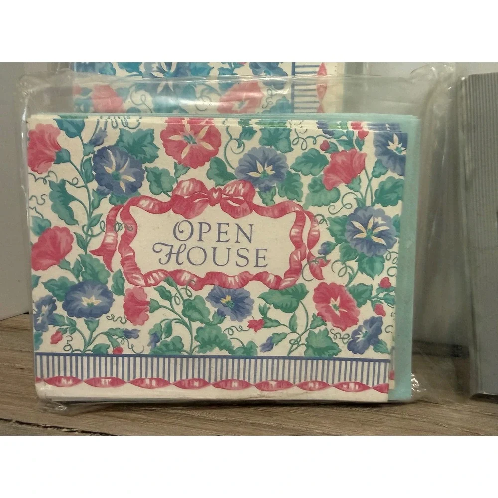 2 Packs Creative Papers by C.R. Gibson Open House Invitations Floral Blue Pink